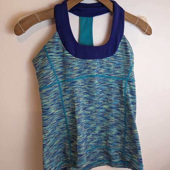 Lululemon Scoop Neck Tank in Space Dye Blue, Sz 10 - Picture 1 of 7